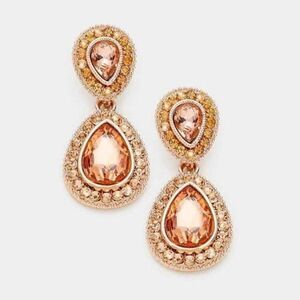 Peach & Rose Gold Crystal Marquise Earrings